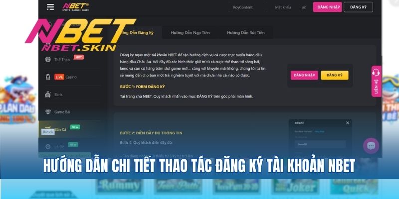 Hướng dẫn chi tiết thao tác đăng ký tài khoản Nbet