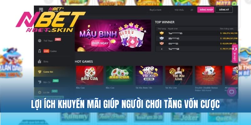 Lợi ích khuyến mãi giúp người chơi tăng vốn cược