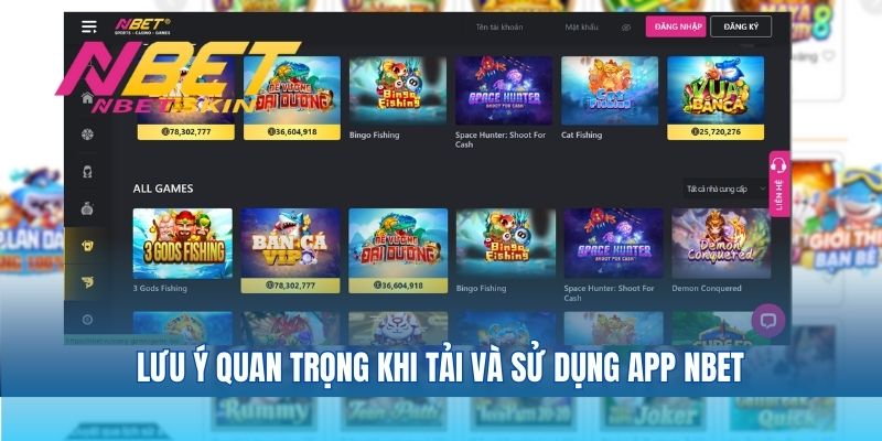 Những điểm cần lưu ý quan trọng khi tải và sử dụng ứng dụng NBET