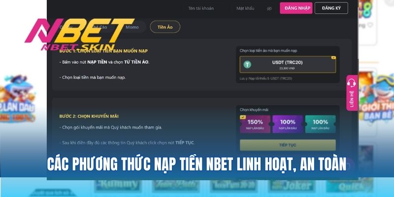 Các phương thức nạp tiền Nbet linh hoạt, an toàn