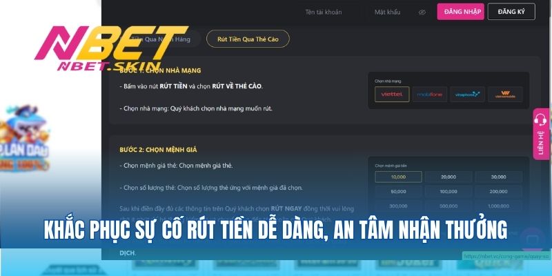 Khắc phục sự cố rút tiền dễ dàng, an tâm nhận thưởng