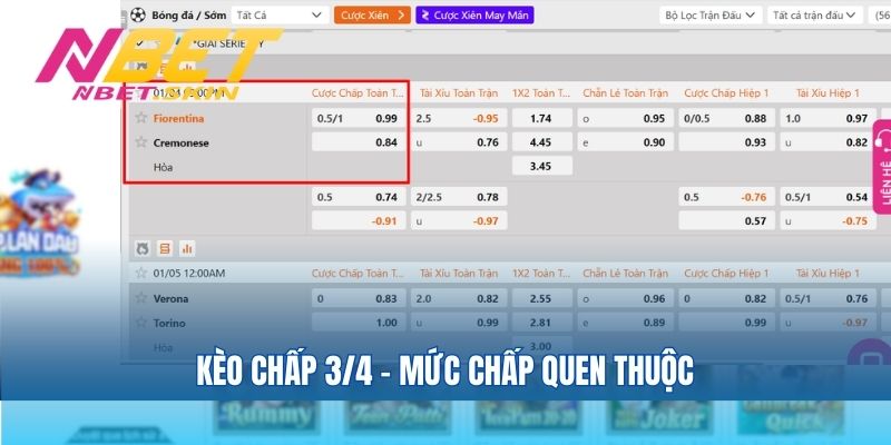 Kèo chấp 3/4 – mức chấp quen thuộc